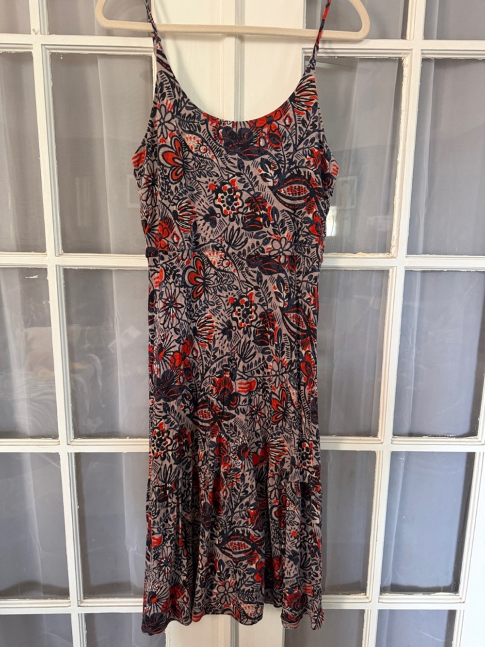 Ann Taylor LOFT Spaghetti Strap Stretchy Boho Floral Midi Dress